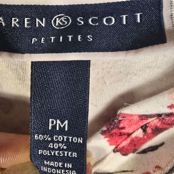 Karen Scott Floral Pink, Red, and Cream Shirt - Picture 6 of 6